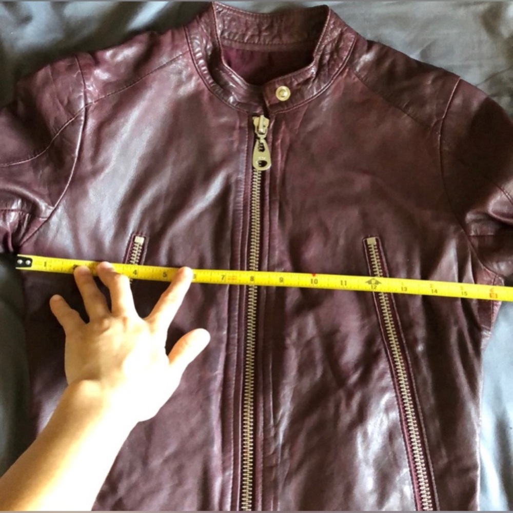 DOMA Biker Real Lamb Nappa Leather Jacket XS - Burgundy/Oxblood - Picture 6 of 9